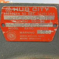 Hub City 022010905381 Worm Gear Speed Reducer 30:1 Ratio Model 381