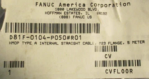 FANUC D81F-0104-P050#R01 HMOP Type A Internal Straight Cable, M23 Flange 5 Meter