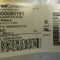 Brad Connectivity Woodhead 1300080161 Female Cordset 302000A01F120 12' Long