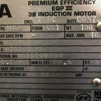 Toshiba B0102FLF2UMH04 Motor 10 HP, 3510 RPM, 230/460 V and 215T Frame