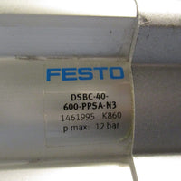 FESTO 14619953 ISO PNEUMATIC CYLINDER DSBC40600PPSAN3