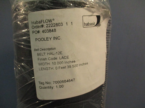 HABASIT HabaFlow HAL-12E Conveyor Belt Groove Top 7000684647 10" Wide x 39.5" LG
