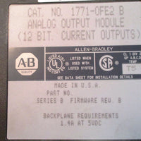Allen Bradley 1771OFE2/B Analog Output Module 1.4A Max @ 5VDC, Series B Used