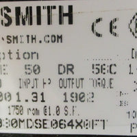Winsmith 930MDSE064X0FT Speed Reducer 50:1 Ratio 56C 1.31 HP 111/16" Shaft Dia