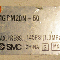 SMC MGPM20N50 20MM 50MM 145 PSI Pneumatic Slide Cylinder