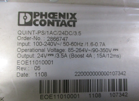 Phoenix Contact QuintPS/1AC/24DC/3.5 Power Supply Unit 2866747