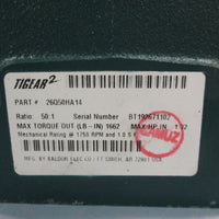 DODGE 26Q50HA14 TIGEAR-2 WORM GEAR SPEED REDUCER 50:1 RATIO 140TC