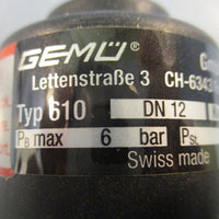 Gemu DN12PN6PVDF Diaphragm Valve GmbH DN 12 Typ 610 Pst 47 bar
