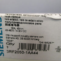 SIEMENS Semiconductor Relay 50A, 45mm, 48-460V/ 4-30VDC 3RF2050-1AA44