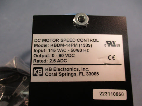 KB Electronics KBDM-14PM 1389 DC Motor Speed Control - 115 VAC, 50/60Hz 0-90 VDC