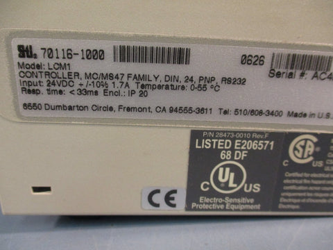 STI LCM-1 Series 70116-1000 Light Curtain Controller 24 VDC Model LCM1