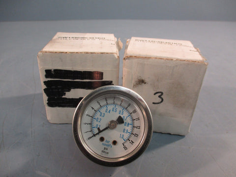 Lot of (2) ENFM 7RW132C0K301KG Pressure Gauge 7114-1-1/2-1/8 0-15 PSI/BAR