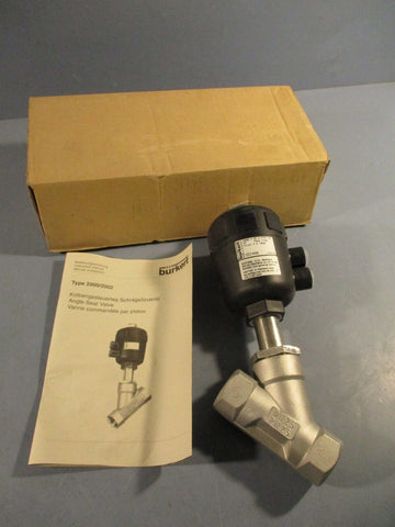 Burkert 2000 Pneumatic Valve Pilot 4.2-10bar Pmed 11 bar 2-Way Solenoid 001446