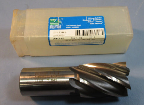 Putnam 1-1/2"  6 Flute End Mill Lead 7.845 2-1/4" Shank 2.05" Cut Length Used
