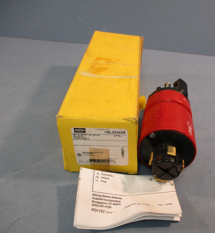 HUBBELL HBL20445B HBL Plug  Nylon Housing, 3 Pole-4 Wire Grounding 30A 480VAC