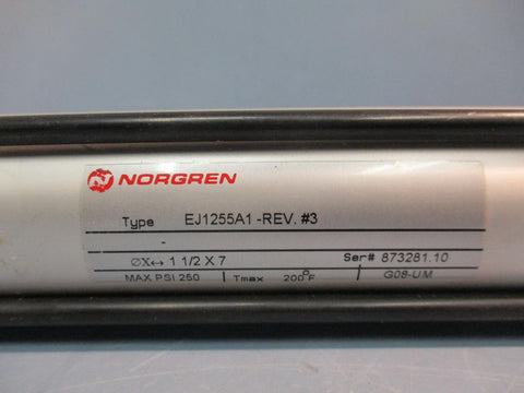 NORGREN EJ1255A1-REV. #3, 250PSI 1-1/2" Bore x 7" Stroke Pneumatic Cylinder 200F
