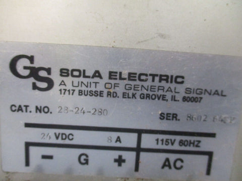 SOLA Power Supply 24VDC 8 Amp 115V 60Hz 28-24-280