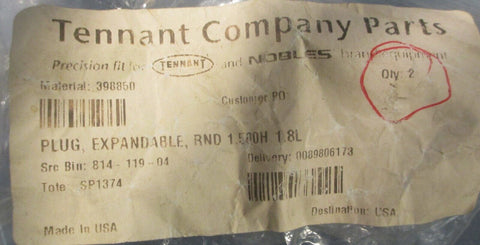 Tennant 398850 Expandable Drain Plug Round 1-1/2" H 1.8" L (Lot of 2)