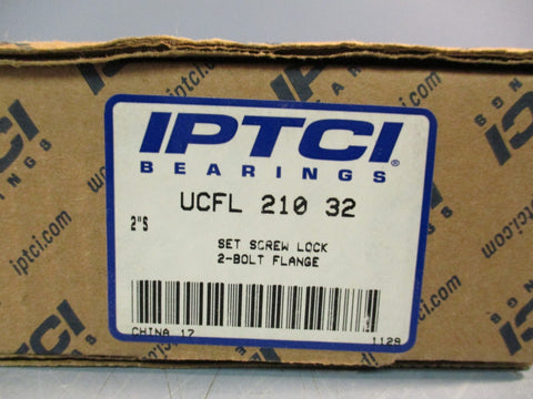 IPTCI Bearing 2-Bolt 2" Pillow Block Flange Bearing UCFL210-32, Set Screw Lock