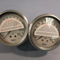 Lot of (2) Wika Pressure Gauge 0160 PSI  11/2  in Dial 1/2 NPT
