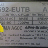Allen Bradley 592EUTB Ser A Overload Relay Nema A600 120600VAC