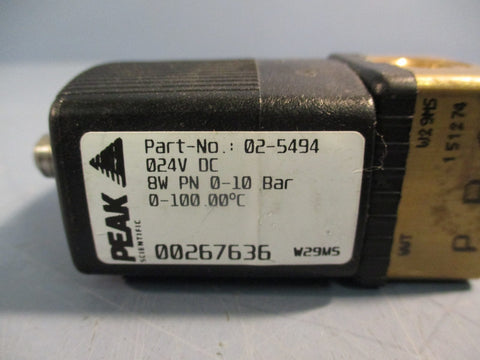 Peak Scientific 02-5494 Solenoid Valve 24vdc 8w, 0-10 Bar 00267636