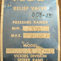 Vickers Relief Valve F3-CG-06 CV-40 Pressure Range Min 500 Max 2000