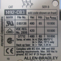 Allen Bradley 1492CB3 Ser B G200 Circuit Breaker 20A 480VAC 65VDC