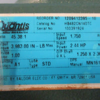 Dodge Quantis HB482CN140TC Inline Helical Gear Reducer 1750RPM 45.38:1 Ratio