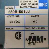 MAC 250B501JJ Solenoid Valve 24VDC, 6 Watts, Vac To 150 PSI