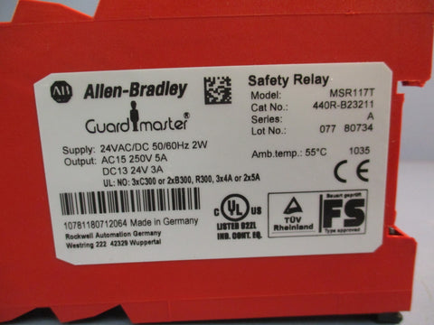 Allen Bradley 440RB23211 Guardmaster MSR117T Safety Relay Series A