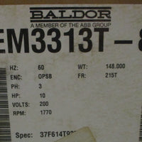 Baldor Reliance EM3313T-8 Electric Motor 37F614T937 3PH 215T 10HP 200V 1770RPM