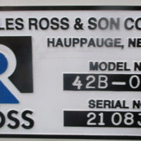 Ross 42B-005 Horizontal Double Ribbon Blender 38" x 17" x 21" Mixing Chamber