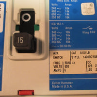 Cutler Hammer FDB3015L Ser C FDB 14K 15A Circuit Breaker w/ Aux Switch Used