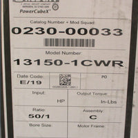 Hub City 0230-00033 Gearbox 13150-1CWR 50:1 Ratio 1/2" and 5/8" Shaft Dia NOS