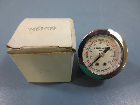 Label Aire 7481500 Pressure Gauge 0160 Psi
