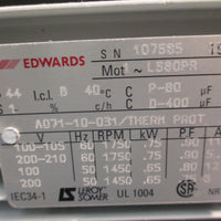 EDWARDS E1M18 CODE #A34324904 SINGLE STAGE OIL SEALED ROTARY VANE VACUUM PUMP