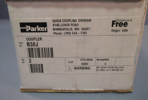 Box of 2 Parker B38J Male Threaded Coupler Measured Thread OD 1-1/4" NIB