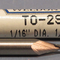 Weldon .5° Tapered End Mills T02S1 1/16" DIA 3/16" SHK 1/2" LOC USA
