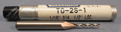 Weldon .5° Tapered End Mills T02S1 1/16" DIA 3/16" SHK 1/2" LOC USA