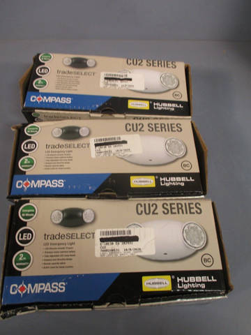Lot of (3) Hubbell Lighting Compass White 2- LED Emergency Light 120/277V CU2