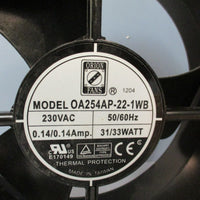 Orion Fans 0A254AP221WB Cooling Fan 230VAC, 50/60Hz, 0.14/0.14Amp 31/33Watt