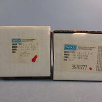 Lot of (2) WIKA Gauge Type 111.10 2.5 0-100 psi/Kpa 1/4" NPT U-Clamp 9670777