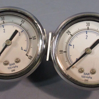 Lot of (2) Gauge, Pressure, 060 PSI, 2" Diameter, 1/8" NPT Back Conn 103D208D
