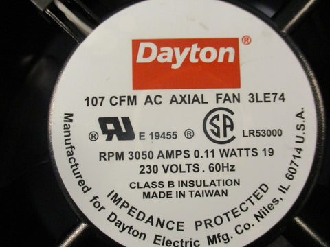 Dayton 3LE74 Axial Fan 230V 60Hz 1 Phase 411/16 In Width 107 CFM