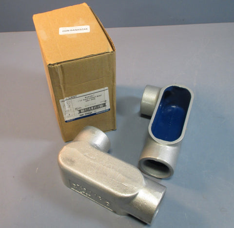 Thomas & Betts LR57 Blue Kote 11/2" Rigid Conduit Body Gray Iron Qty 2 NIB