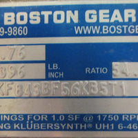 Boston Gear SBKF843BF56KB5T1 Gear Reducer 54.28:1 Ratio 0.76HP 1" Shaft Dia NOS