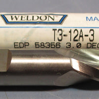 Weldon 3° Tapered End Mills T3-12A-3 3/8" DIA 1/2" SHK 1-1/4" LOC USA