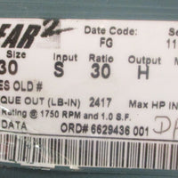 Dodge Tigear 2 30S30H Right Angle Gear Reducer 30:1 7/8" Shaft Dia 115/16" Bore