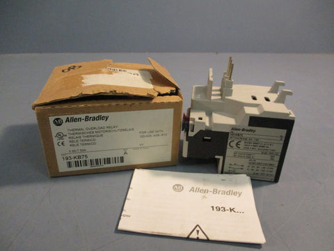 ALLEN BRADLEY 193-KB25 MINIATURE THERMAL OVERLOAD RELAY 5.5A-7.5A SERIES A